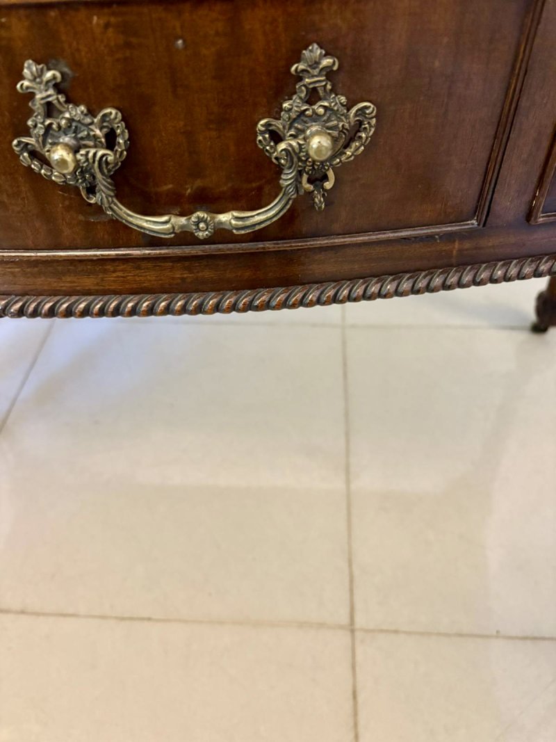 Antique Victorian Quality Carved Mahogany Desk/Console Table - Image 8